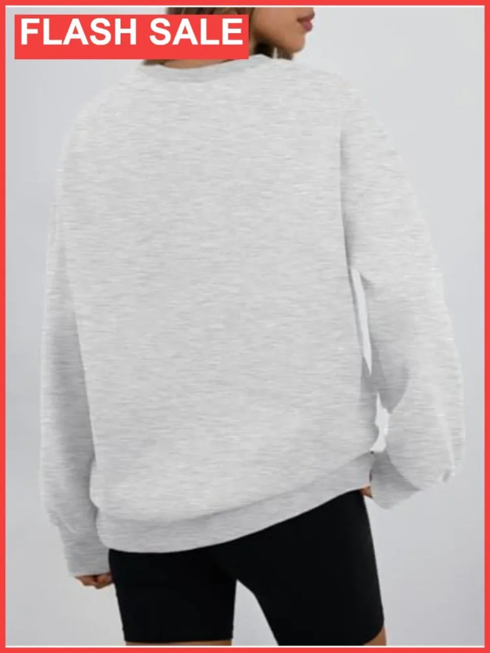 Oversized Crewneck Sweatshirt Polyester Cotton Pullover Long Sleeve Women